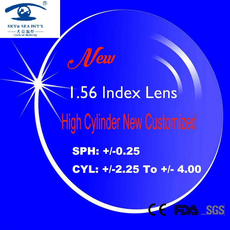 New 1.56 Index Prescription Lens for Frame Glasses  Men Women lentes opticos Spectacle Lenses High Cylinder from -2.25 to -4.00