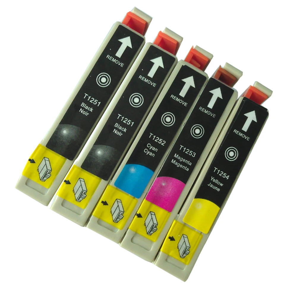 

5PK For T125 T125 T1251-T1254 ink Cartridges Compatible for Epson Stylus NX230 NX420 NX625 Printer of Inks with Chips