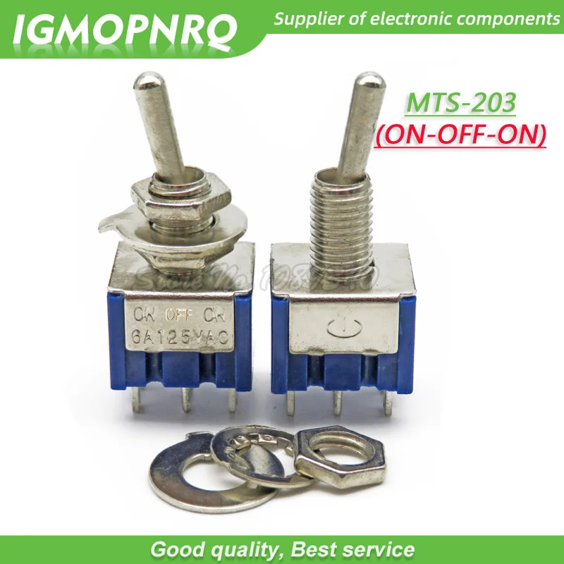 10 шт MTS-203 DPDT переключатель 6A 125V AC 6-контактный ВКЛ./ВЫКЛ. Мини-переключатель 31*13*12 мм для переключения света двигателей IGMOPNRQ