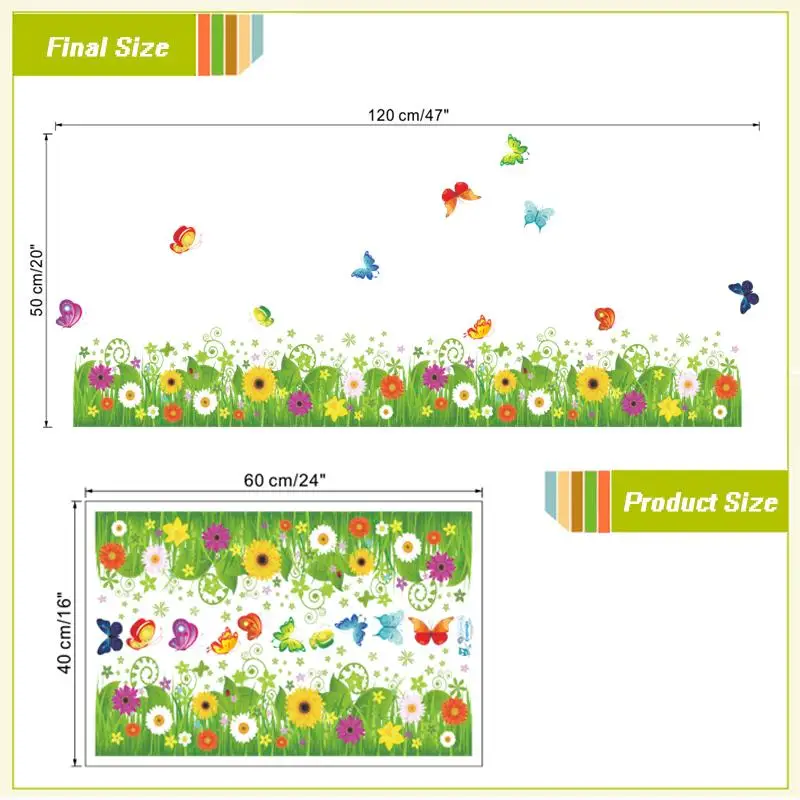 Fantastic Flowers Grass Butterfly Wall Stickers Decal For Living Room Bedroom Decoration Baseboard Mural Art Diy Baseboard