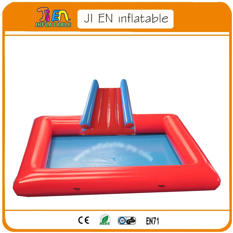 Free air shipping 3x1.5m inflatable slide + 5x5m inflatable pool / commercial use inflatable swimming pool with air tight slide