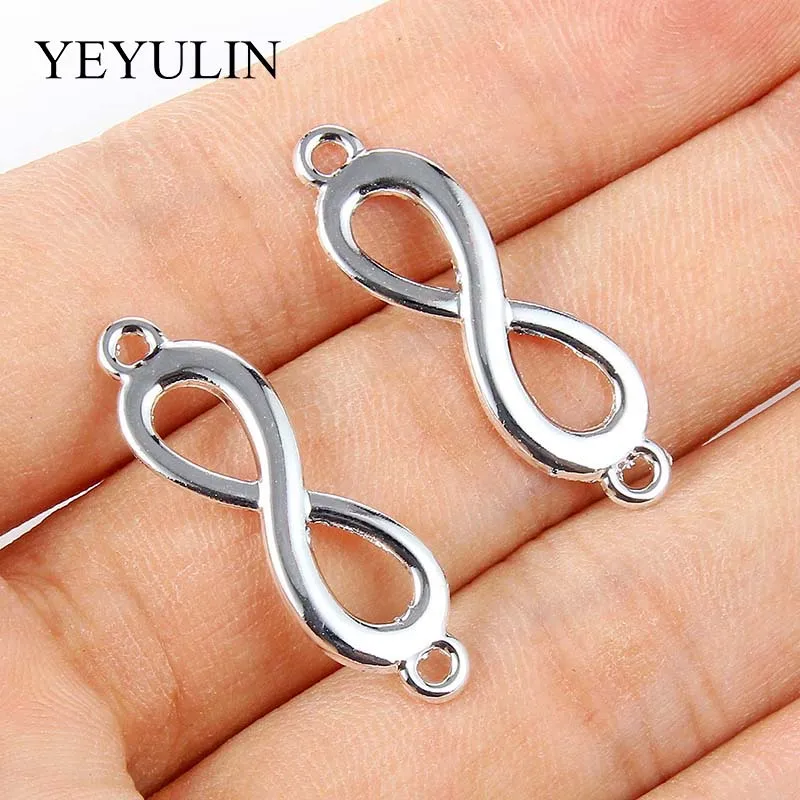 20pcs Silver Plated Infinite Symbol Alloy Connector Charms For Necklace Bracelet DIY Jewelry Making