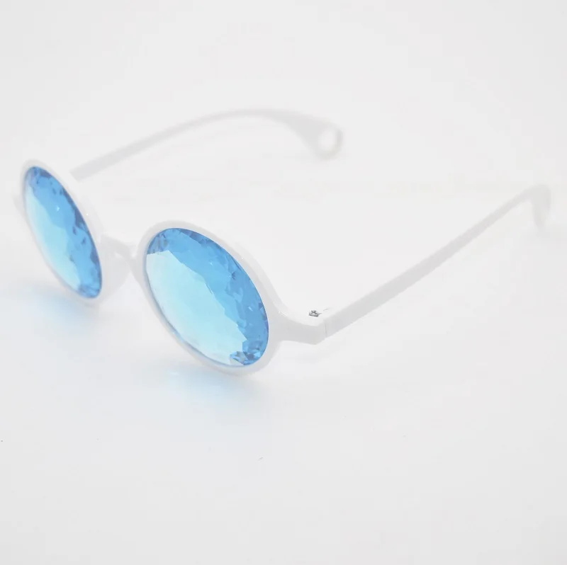 White frame Aqua Double Side Prism  Glass lens kaleidoscope glasses