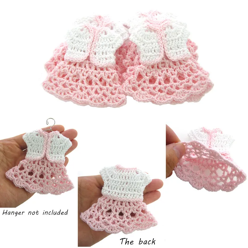 

12Pcs Miniature Handmade Crochet Dress Hat Booties Clothing For Baby Shower Baptism Craft Party Decoration