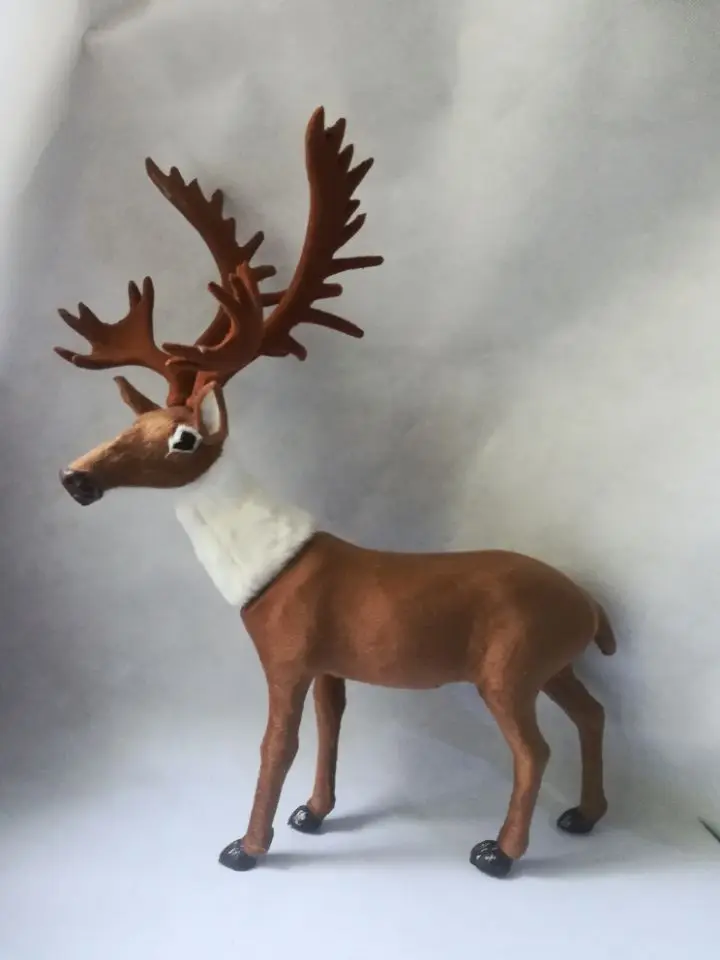 real life toy brown reindeer model polyethylene&furs Christmas deer large  45x50cm model home decoration props ,model gift h0588