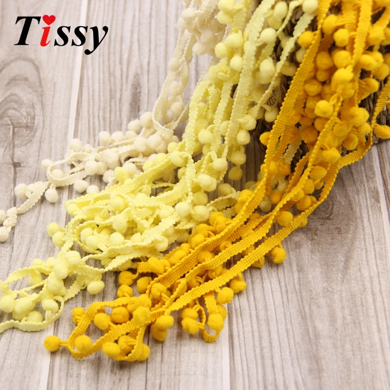 Hot Sale 20Yards/Lot 10MM Pom Pom Trim Ball Fringe Ribbon DIY Sewing Accessory Lace 17 Colors  For Home Party Decoration