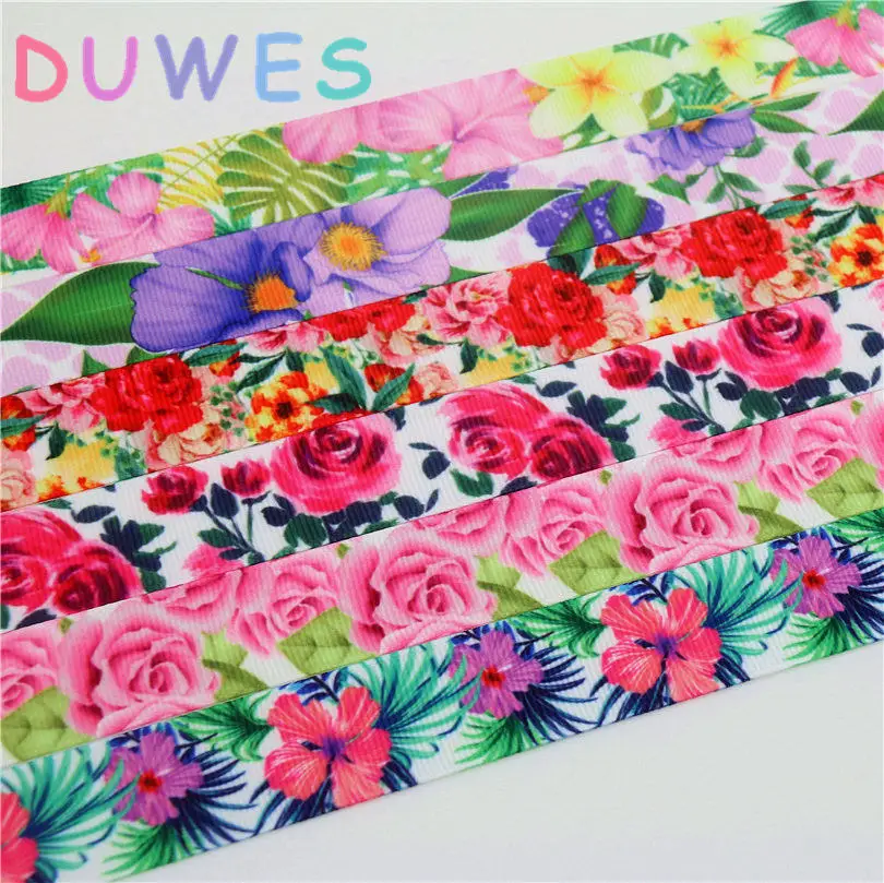 Репсовая лента DUWES с цветочным принтом розы 7/8 дюйма, аксессуары для волос, головной убор, украшение «сделай сам» 22 мм D737 Репсовая лента DUWES с цветочным принтом розы 7/8 дюйма, аксессуары для волос, головной убор, украшение «сделай сам» 22 мм D737