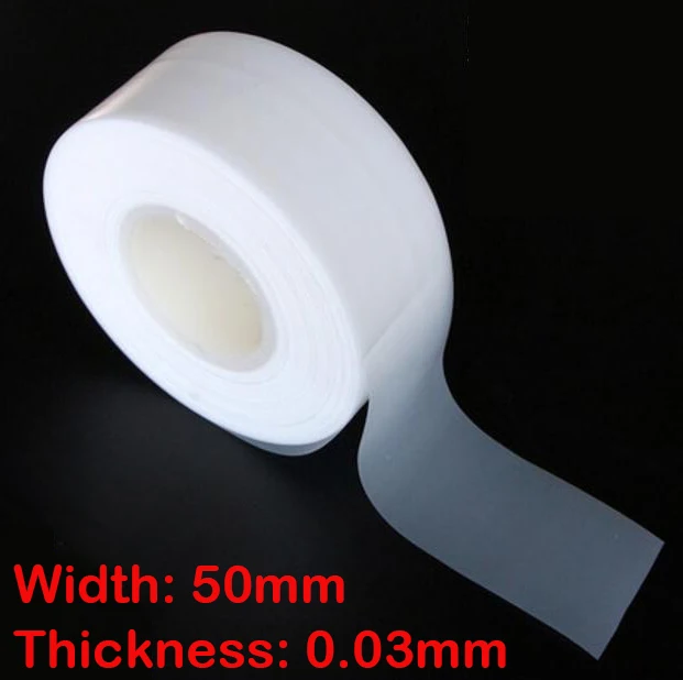 10m/lot Width: 50mm Thickness: 0.03mm Polytetrafluoroethylene F4 PTFE Thin Film Lubricant Seal Insulation Gasket