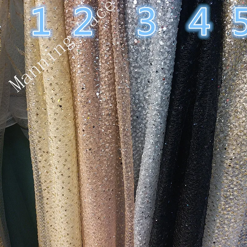 

Glued lace with glued glitter fashion H-120122 african glitter lace fabric for party dress 5yard/lot