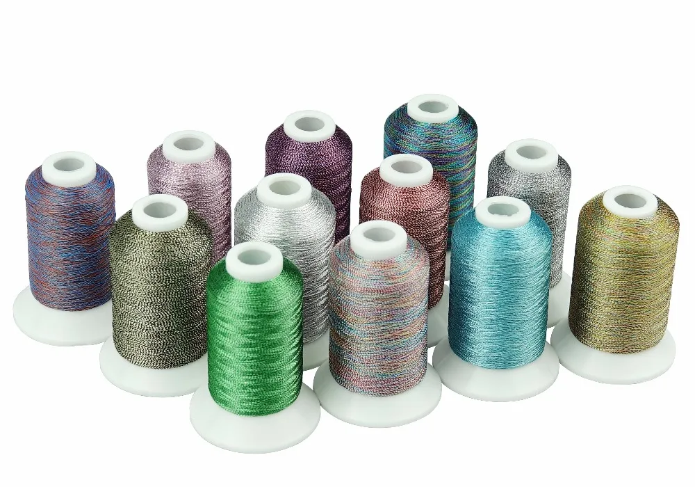 

Simthread 12 different shades Metallic mixed thread for embroidery or sewing thread, melange/potpourri thread - special effect