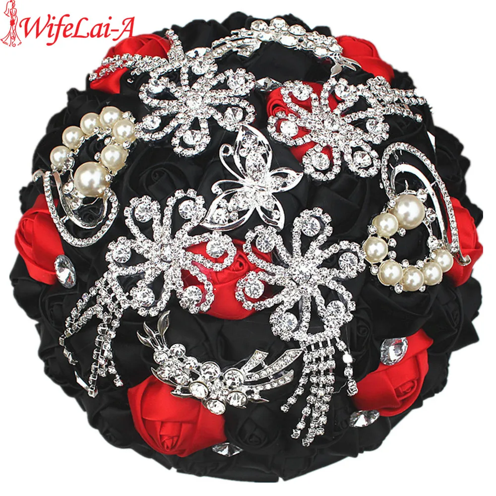 WifeLai-A Luxury Silk Diamond Brooch Bridal Bouquets Tassel Full Diamond Bride Wedding Bouquet Decoration W2285-1