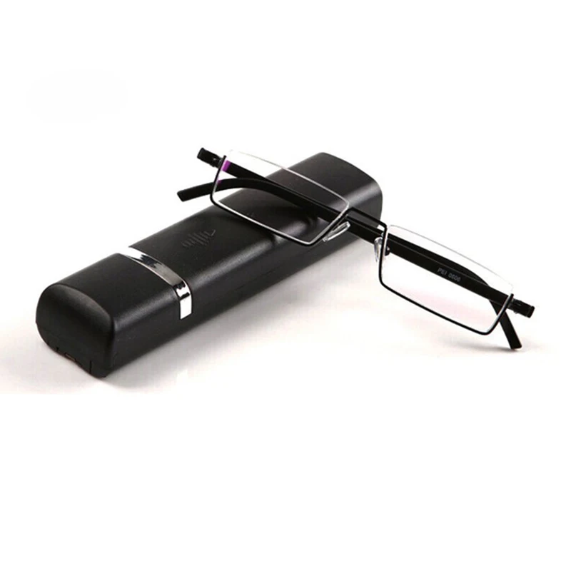 TR-90 Half Rim Reading Glasses Slim Portable Black Compact Reader With Box gafas Oculos Strength +1.0 - +4.0 Free Shipping A1