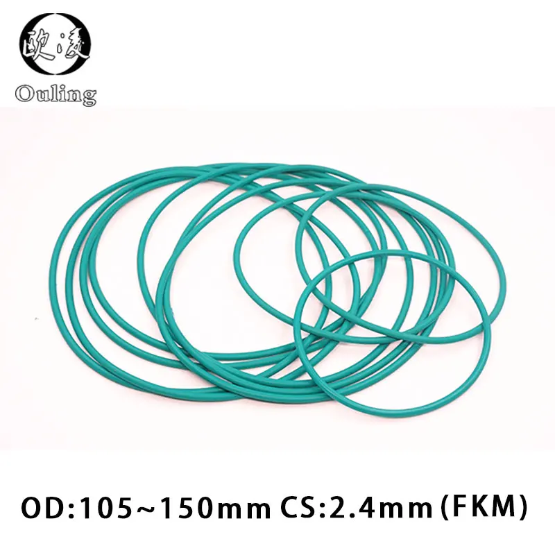 

Rubber Ring Green FKM Oring Seal 2.4mm Thickness OD105/110/115/120/125/130/135/140/145/150mm fkm Rubber ORing Fuel Gasket Washer