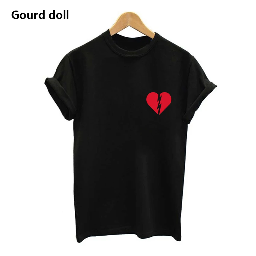 NEW female T-shirt lover women cute Cotton Casual funny Harajuku red shirt O-Neck short sleeve For Lady kawaii tumblr tops