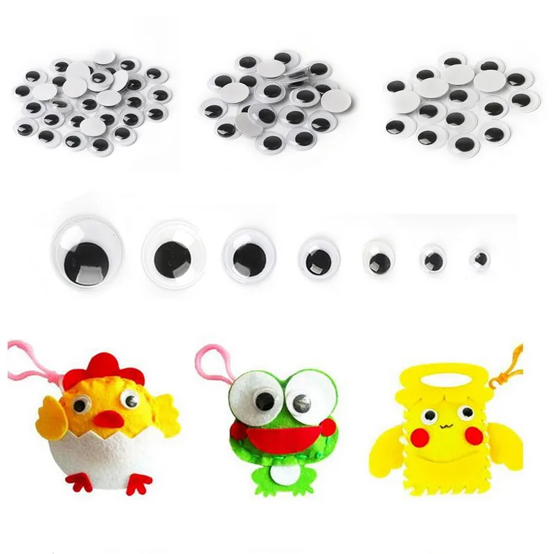 Pick Size Adorable Kids Toys Eye Round Self-adhesive Wiggly Googly Eyes For Doll Toy Craft DIY 4-12mm