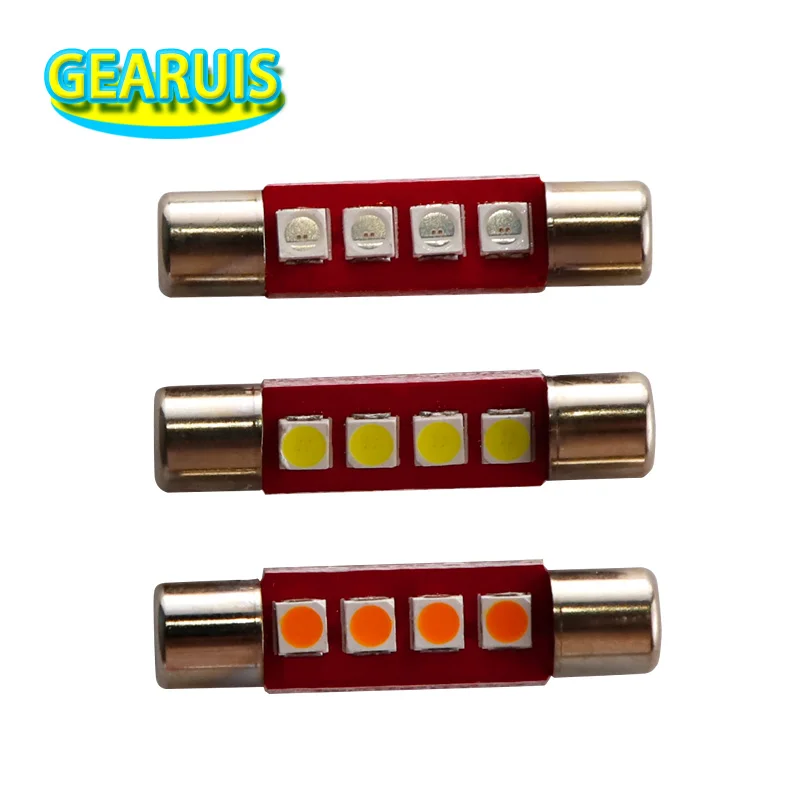 

100pcs LED Festoon T6.3 28MM 31MM 4 SMD 3030 Car Vehicle Interior Sun Visor Vanity Mirror Lights Makeup Light White Blue Red