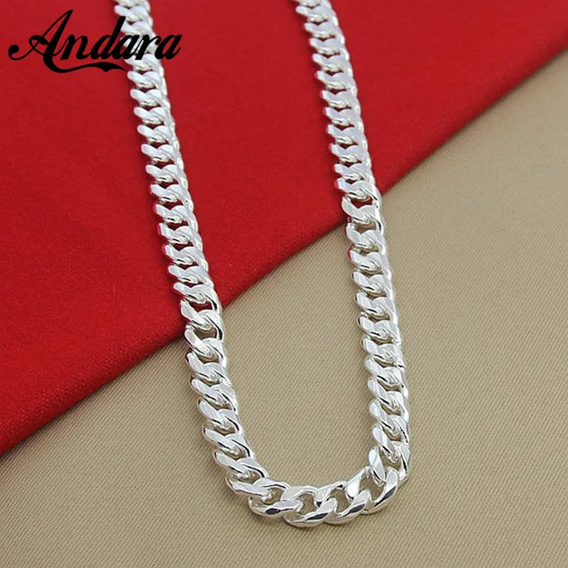 High Quality 10MM 20\'\'24\'\' 50cm 60cm Men Necklace 925 Silver Link Chain Necklaces For Male Jewelry Party Gift