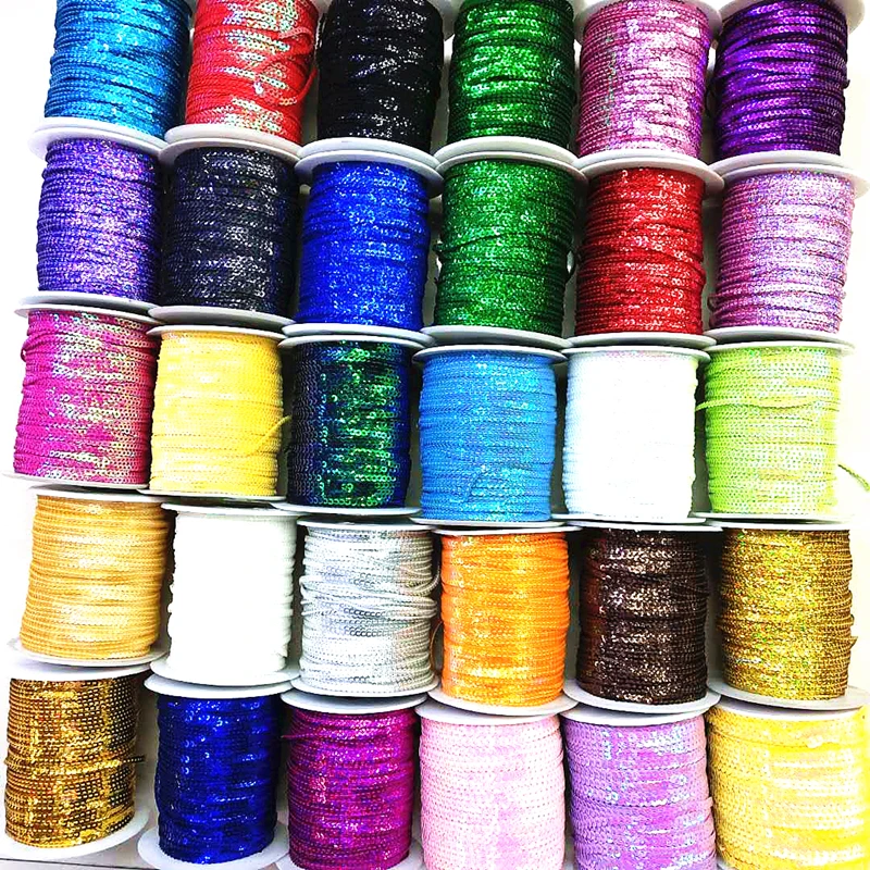 10 Yards 3mm Sequins Trim Scrapbooking Sewing For Crafts Paillette Ribbon Flake String Spangle DIY Clothing