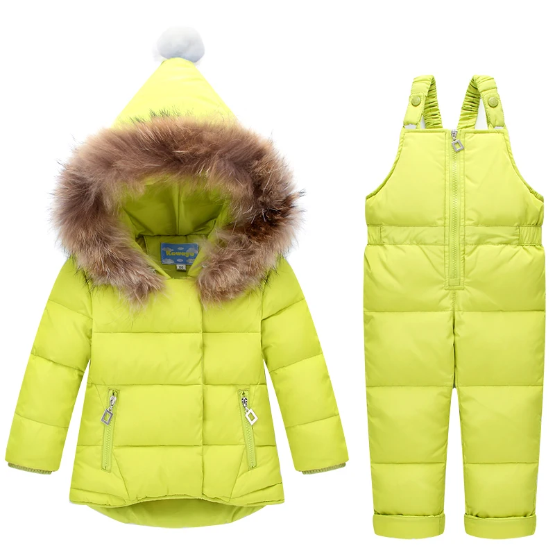 Kids Clothes Sets 2pc Snowsuit for Boys Girls Winter Children Warm Jackets Toddler Outerwear +Bib Pants Clothing Russian winter