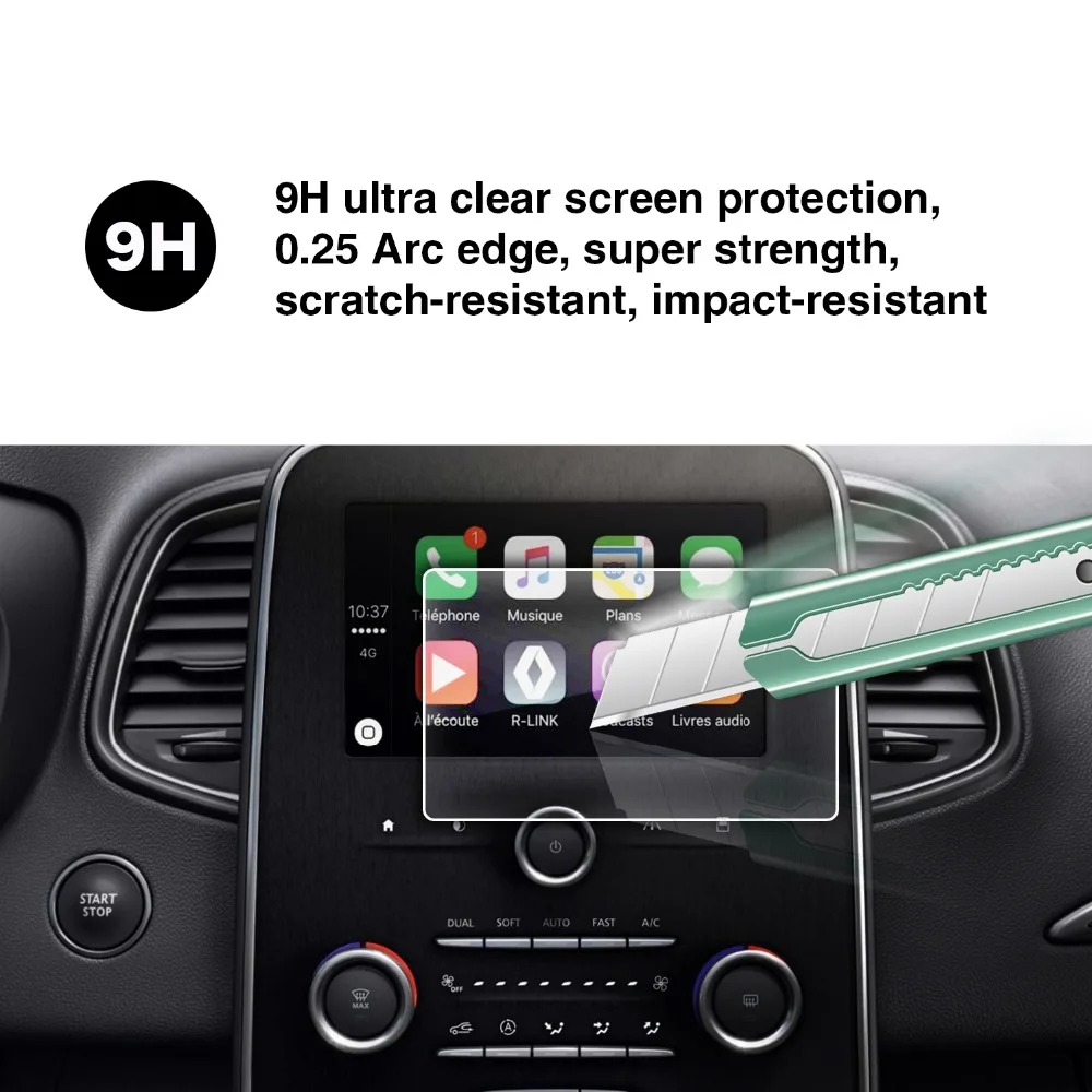 RUIYA Tempered Glass Screen Protector For Talisman/Renault Espace R-Link 2015 2016 2017 2018 Car Navigation Touch Center Display