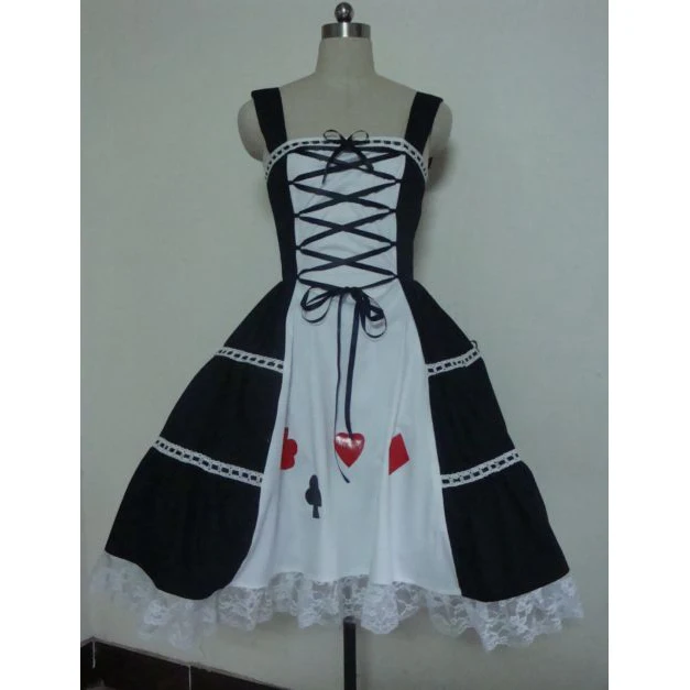 

Women Girls Alice Lolita Princess Court-Style Gothic Dress Cute Anime Maid Black White Dress Cosplay Costume H020