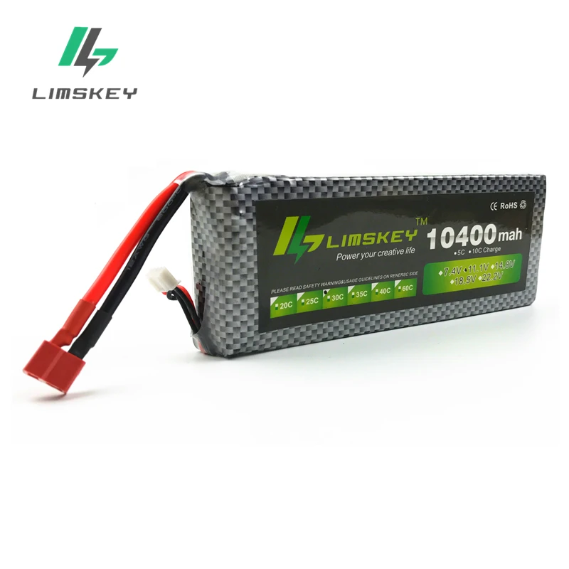 Limskey Drone Battery 11.1V 10400mAh 3S Lipo battery 30C Batteries for RC Helicopter Quadcopter RC Boat Drone Part