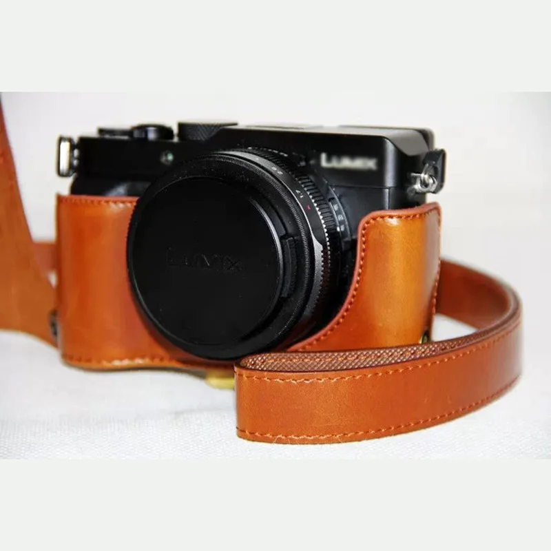 Wysokiej jakości skórzana torba na aparat fotograficzny Case dla Panasonic LUMIX LX100 DMC-LX100 kamera ochronna pokrywa