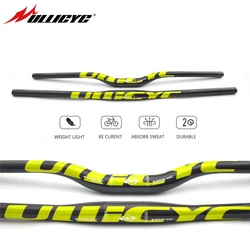 ULLICYC Mountain Bike 3K Full Carbon Handlebar Flat/Rise Carbon Bicycle Handlebar MTB Parts Fluorescent yellow 31.8*580-740mm