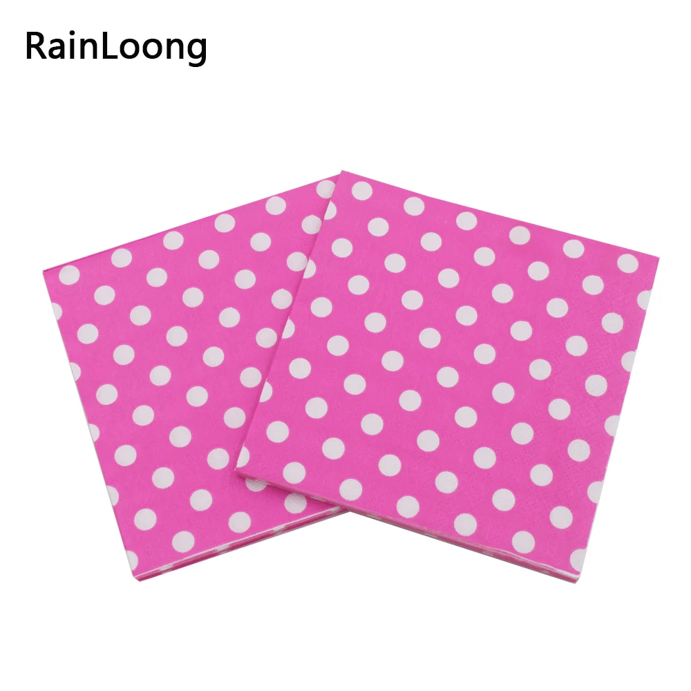 [RainLoong] Polka Dot Paper Napkins Decoupage Printed Beverage Event & Party Tissue Napkins Decoration Serviettes