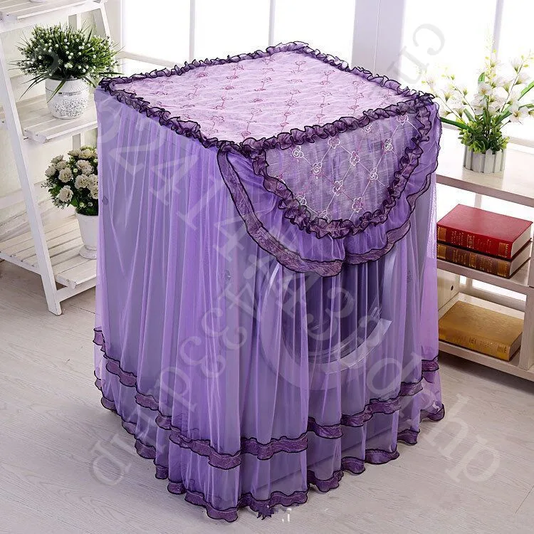 

purple Lace Waterproof Sunscreen Washing Machine Cover dust proof Case Washing Machine Protective Dust Jacket 60*80*54cm