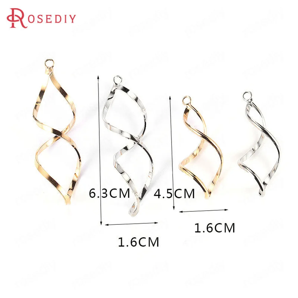 (B104)10 pieces 45*16mm 63*16mm Gold Color Brass Twisted Wire Rings Charms Pendants Diy Jewelry Findings Accessories