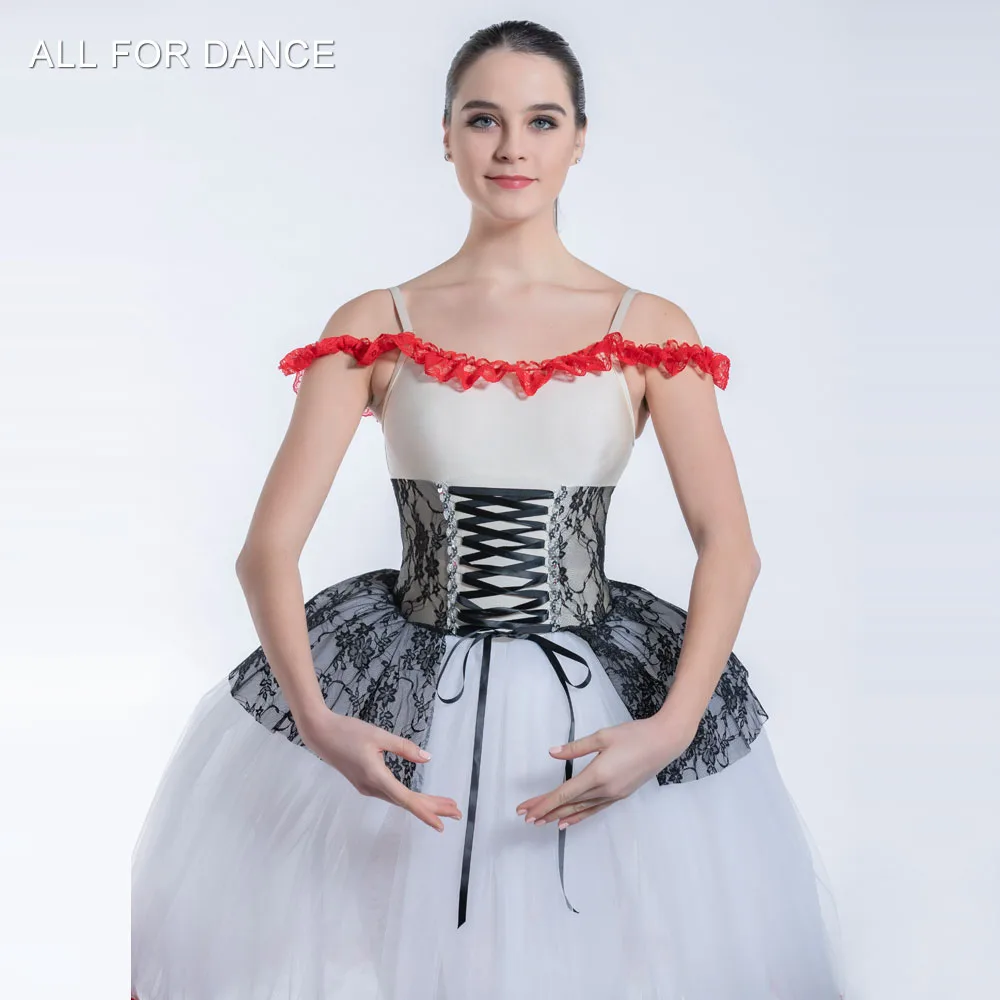 Robe Tutu de Ballet Romantique pour Bol et Femmes, Costumes de Performance Adultes, IQUE dex Ivoire et Blanc, Longue brevEspagnole, 19229