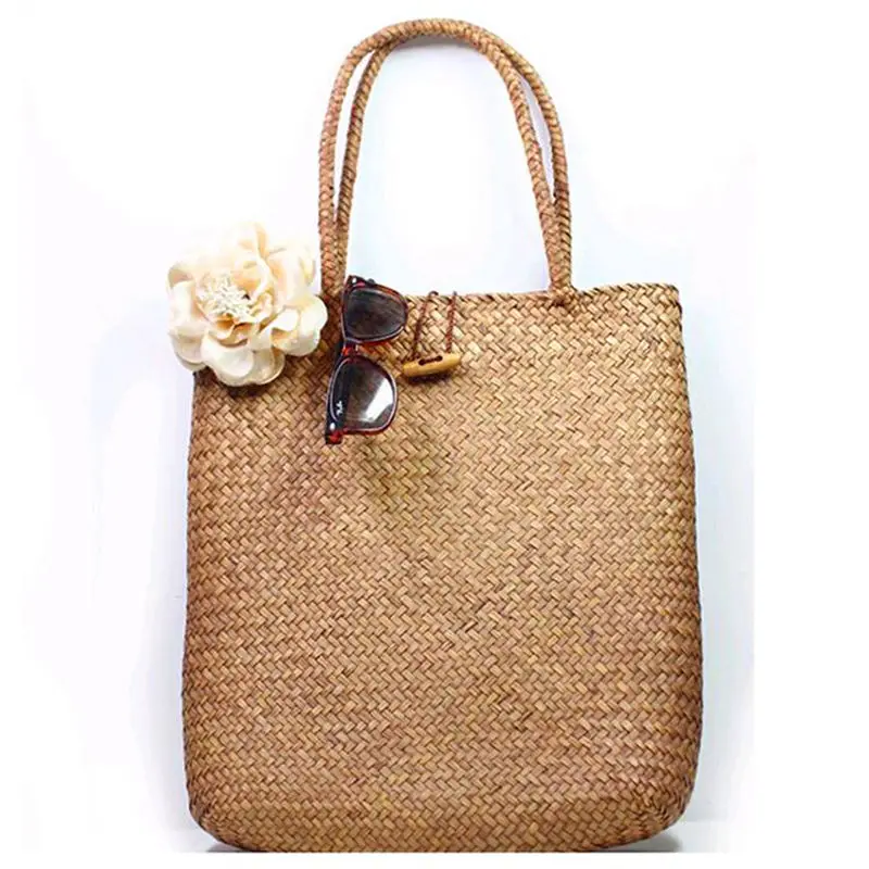 Knitted Straw Bag For Women Tote Summer Bohemia Women\'s Handbags Solid Shoulder Beach Bag Shopping