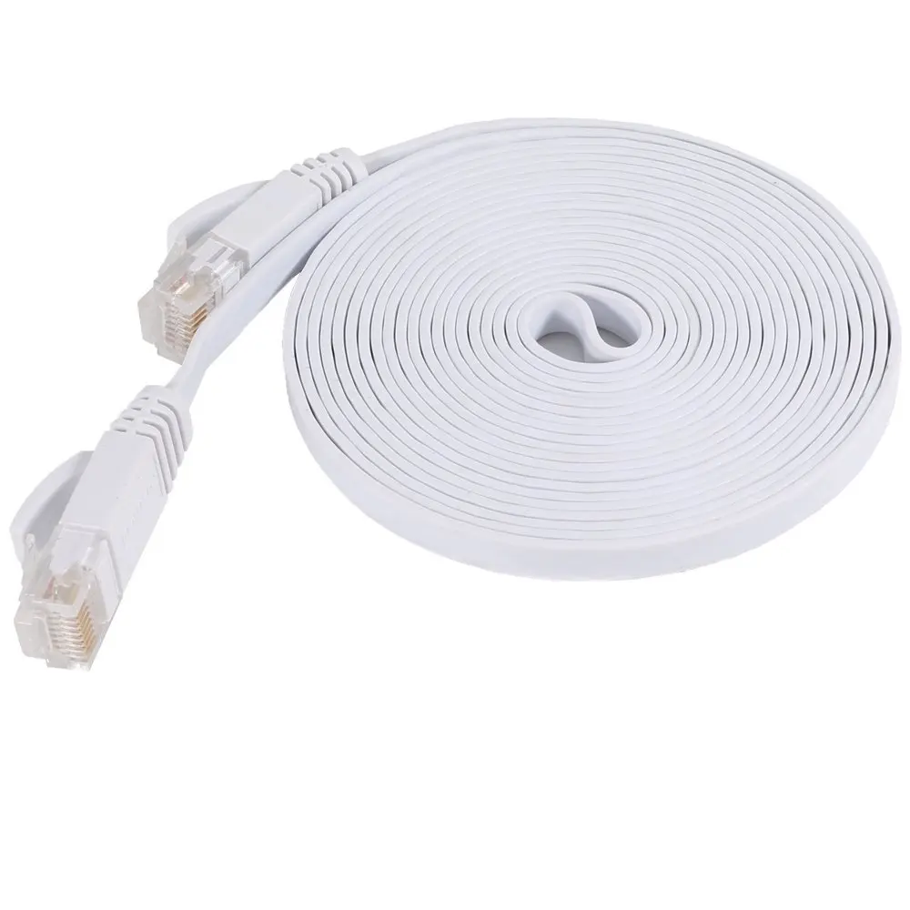 20M  Pure copper wire CAT6 Flat UTP Ethernet Network Cable RJ45 Patch LAN cable white color
