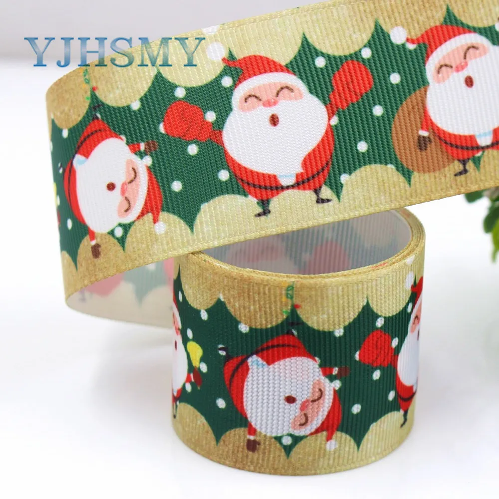 YJHSMY G-18914-1107,38 mm 5 yards Christmas snowflake Ribbons Thermal transfer Printed grosgrain,Gift wrapping DIY materials