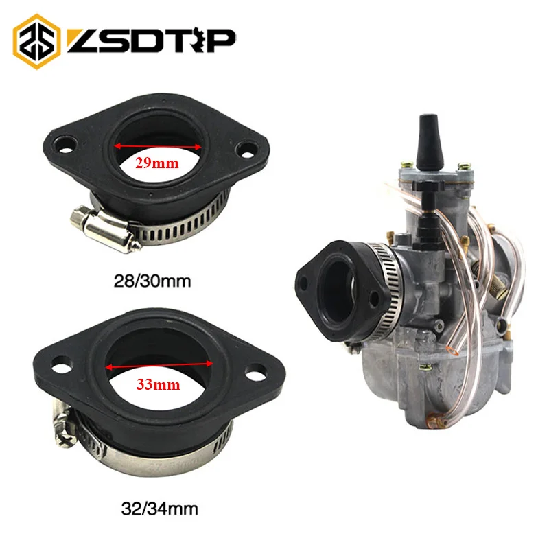 

ZSDTRP Motorcycle Carburetor Adapter Inlet Intake Pipe Rubber Mat Fit on PWK 28/30mm 32/34mm Carburetor UTV ATV Pit Dirt Bike