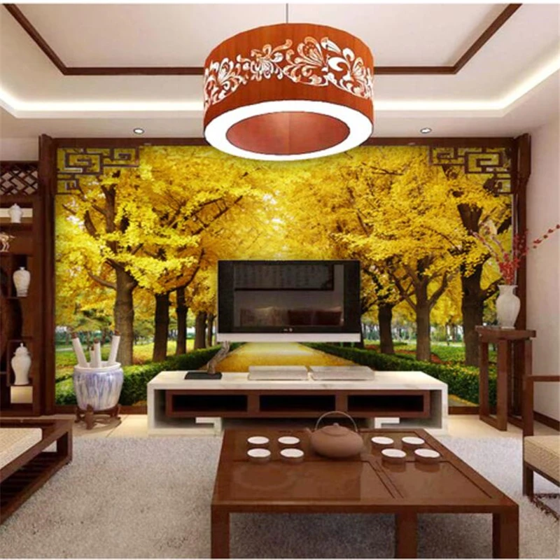 wellyu  papel de parede  papier peint   Gold Full House Golden Tree Financial Tree 3D TV Wall  papel de parede para quarto