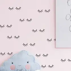 Cute eyelash pattern Wall decal removable Vinyl Wall Stickers For Kids Room Lovely Sleepy Eyes Baby Nursery Wall Art Home Decor