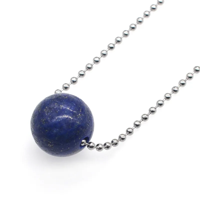 18mm 3mm Hole Beads Natural Gem stone Adjustable Necklace with bead chains Fashion Jewelry