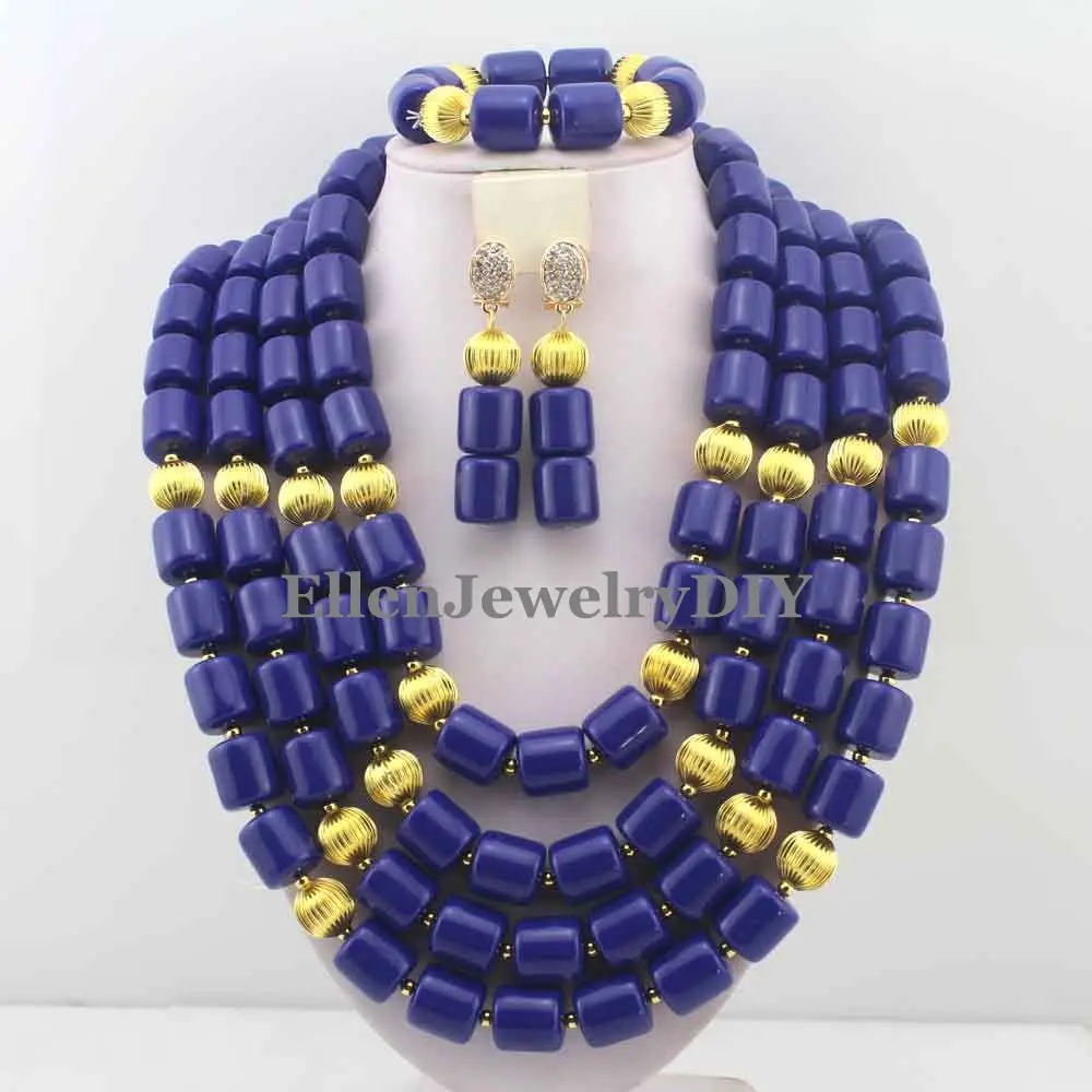 

Beautiful African Royal Blue Artificial Coral Beads Jewelry Sets Nigerian Wedding Jewelry Beads Set Womens Jewellery Set W12348