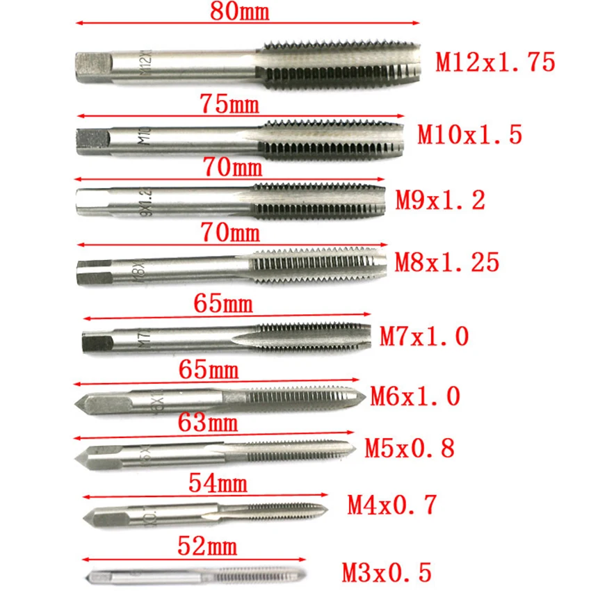 20 Buah/Set Set Mati & Tap Baja Aloi M3-M12 Set Alat Mati Tap Metrik Ulir Sekrup & Kunci Pas Sekrup Tangan