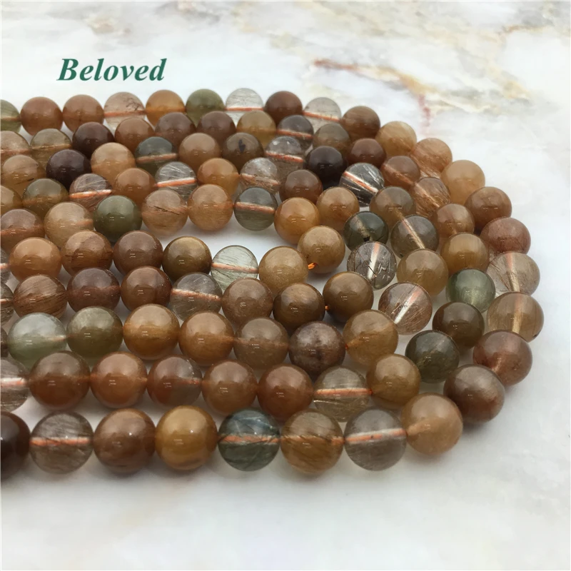 8mm,10mm Top Quality Round Rutilated Quartz Loose Beads,Smooth Hairstone Divergent Crystal Gems Bead For Jewelry DIY,BG18012