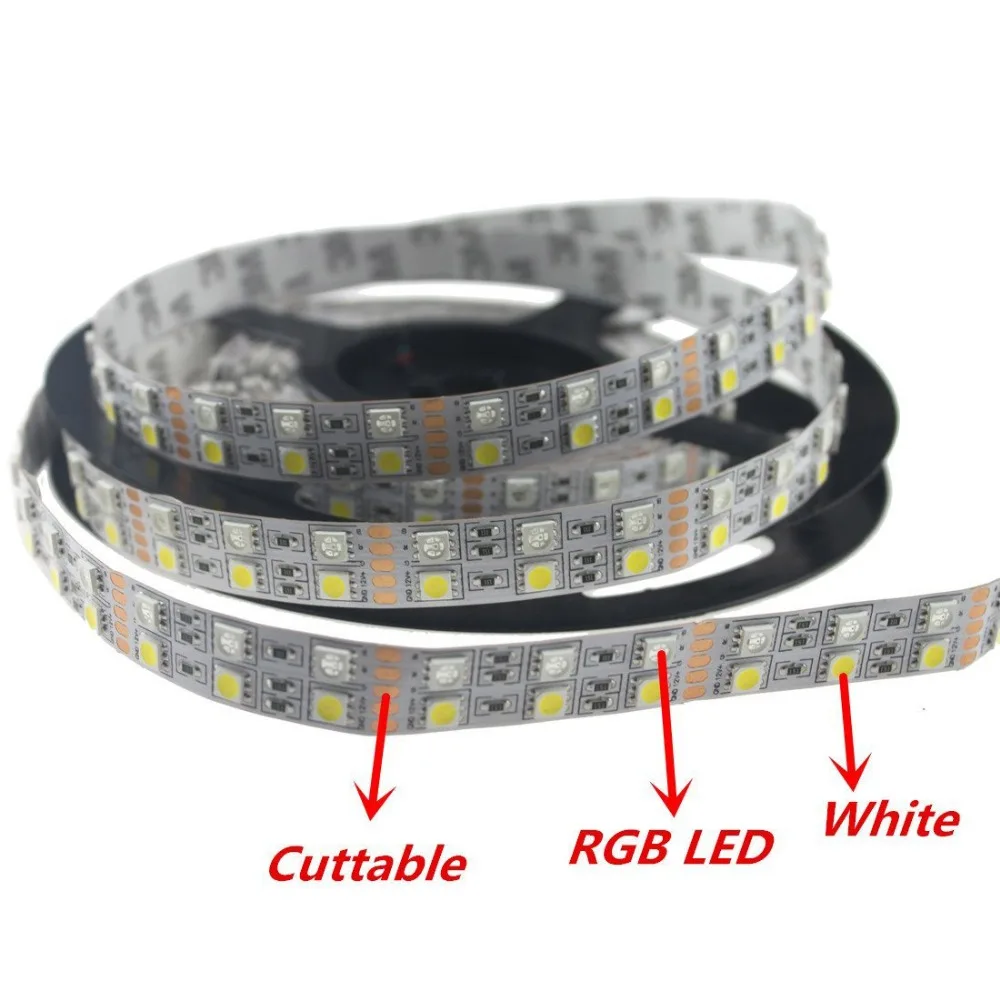 5M Double Row IP20/IP67 waterproof 5050 SMD RGBW(RGB+white) RGBWW(RGB+Warm White) Flexible LED Strips DC12V 5M 120led/M 600LEDs