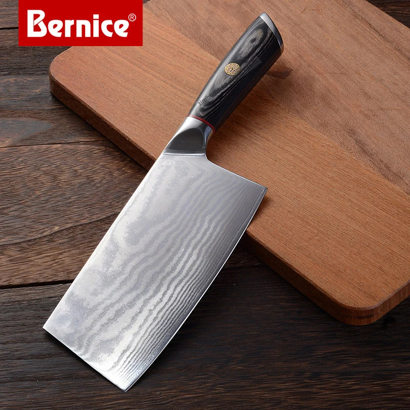 Timhome new arrival 67layers Damascus Cleaver Kitchen Knife with good quality wooden handle