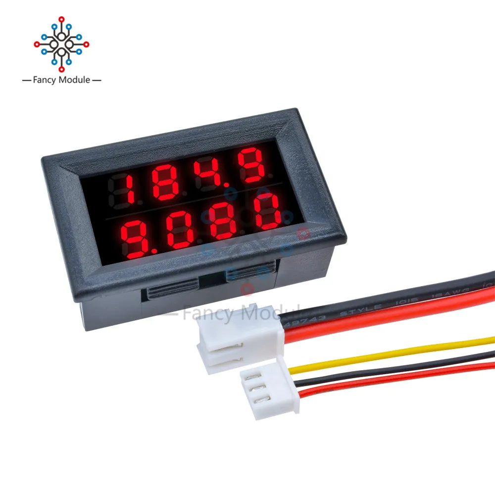 LED Digital DC Voltmeter Ammeter Red Blue LED Dual Display Detector 4 Bit 5 Wires DC 200V 10A Voltage Current Meter Power Supply