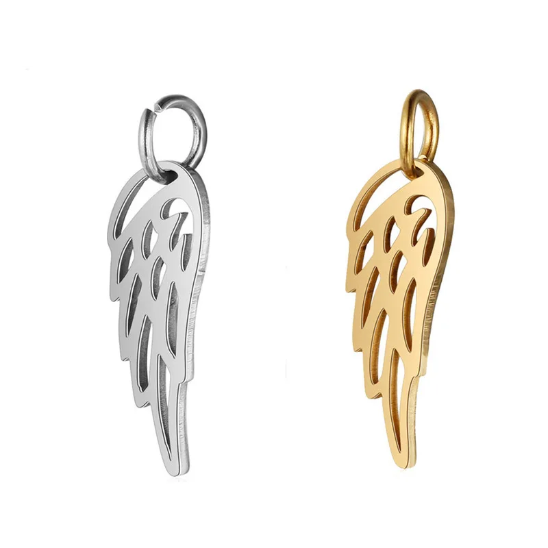 5Pcs/lot stainless Steel Silver Color Angel Wings Charms Pendants for Bracelet Necklace DIY Jewelry Making Finding Accessories