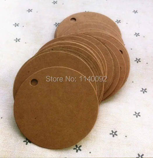 Free shipping 500 pcs a lot 350 gsm dia.5.5cm blank round kraft paper tag/baking price tags/garment hang tag/labels