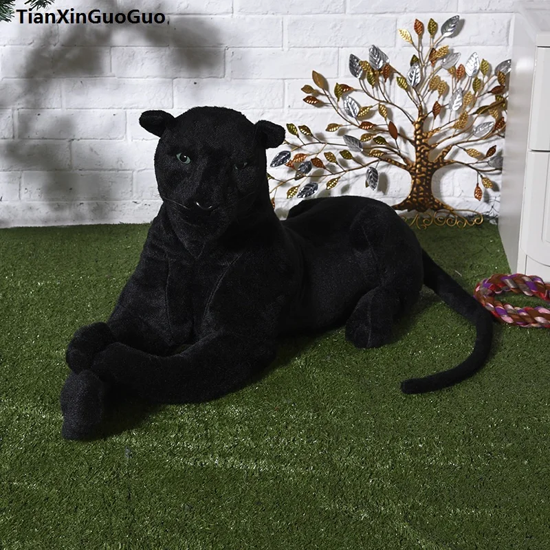 large 90cm black panther cartoon leopard plush toy soft doll throw pillow birthday gift h2318