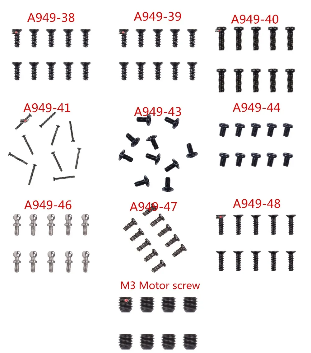 Wltoys 184008 A949 A959 A979 A959-B A969-B A979-B Screw A949-38 A949-39 A949-40 A949-41 A949-43 A949-44 A949-46 A949-47 A949-48