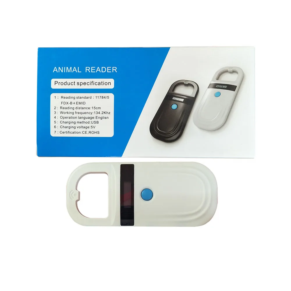 

RFID 134.2Khz pet chip scanner identification glass tube label reading Animal handheld card reader FDX-B&EMID For dogs or cats